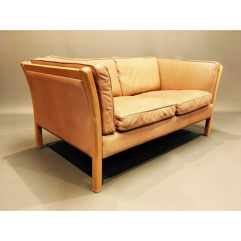 2-seater sofa in beige leather by Stouby