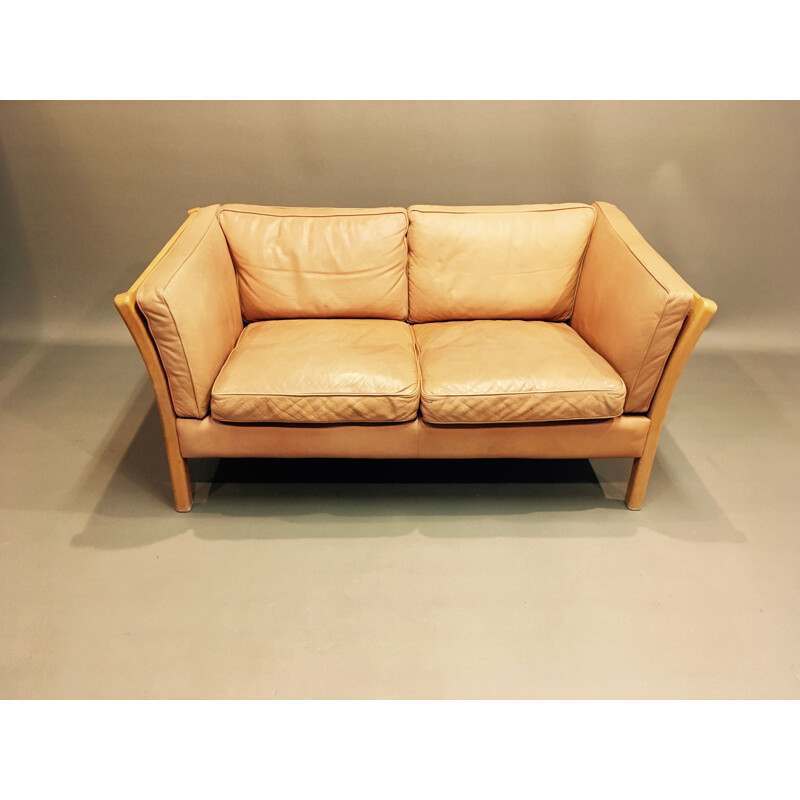 2-seater sofa in beige leather by Stouby