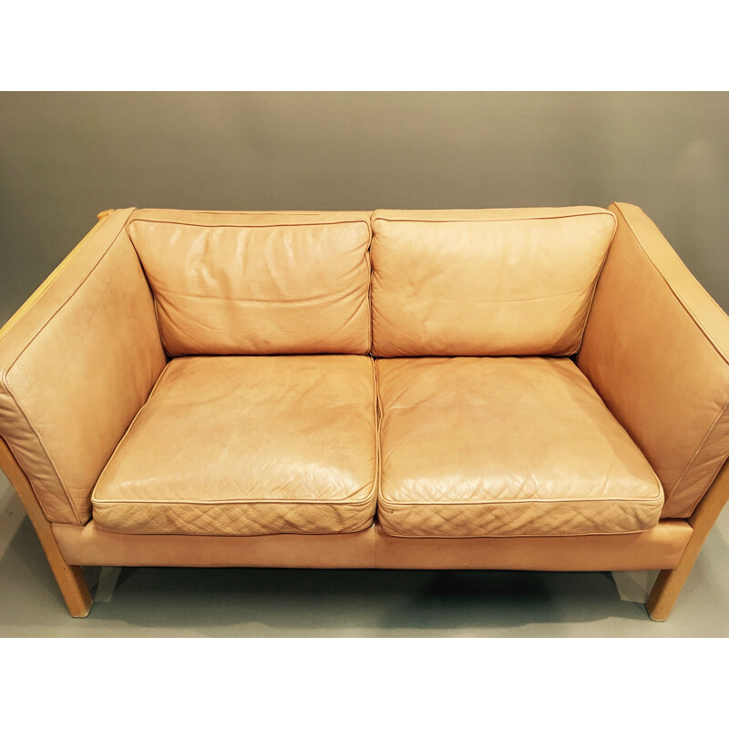 2-seater sofa in beige leather by Stouby