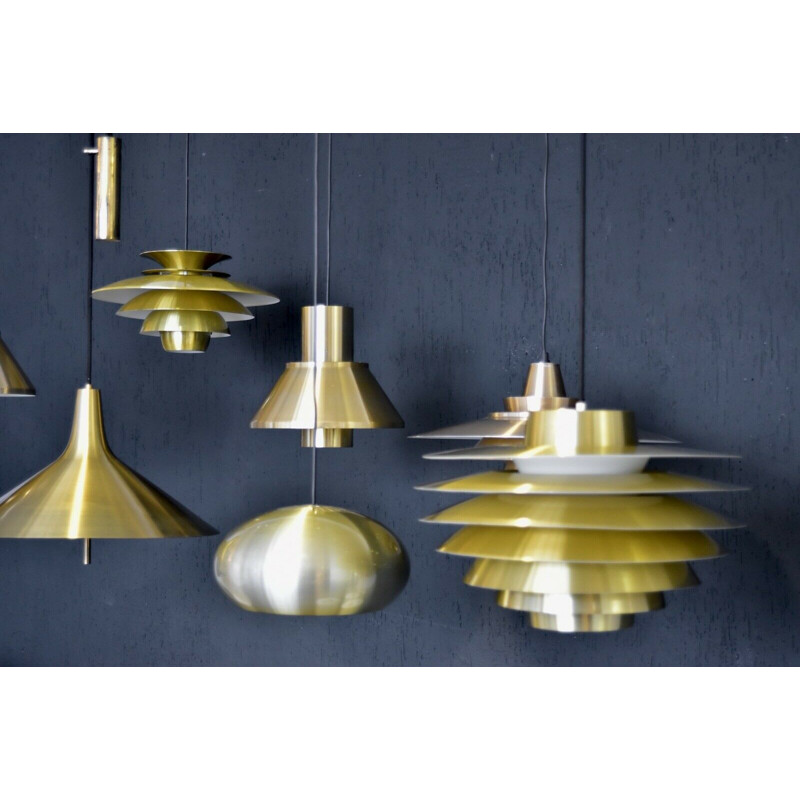 Golden pendant lamp by Jo Hammerborg for Fog & Mørup