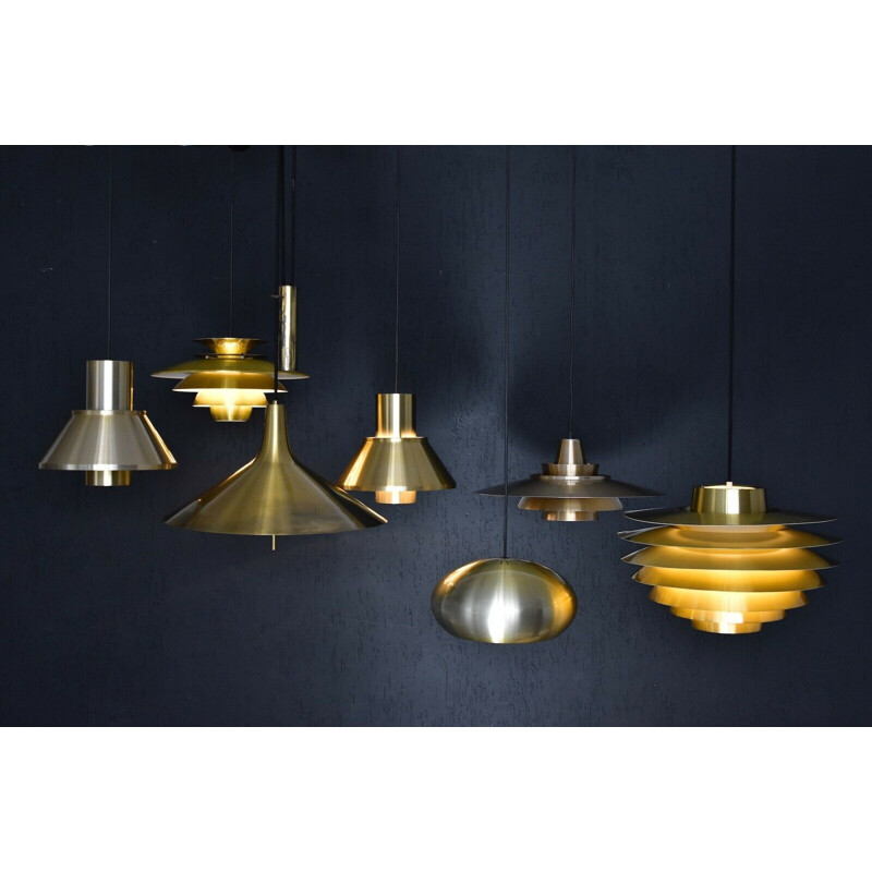 Golden pendant lamp by Jo Hammerborg for Fog & Mørup