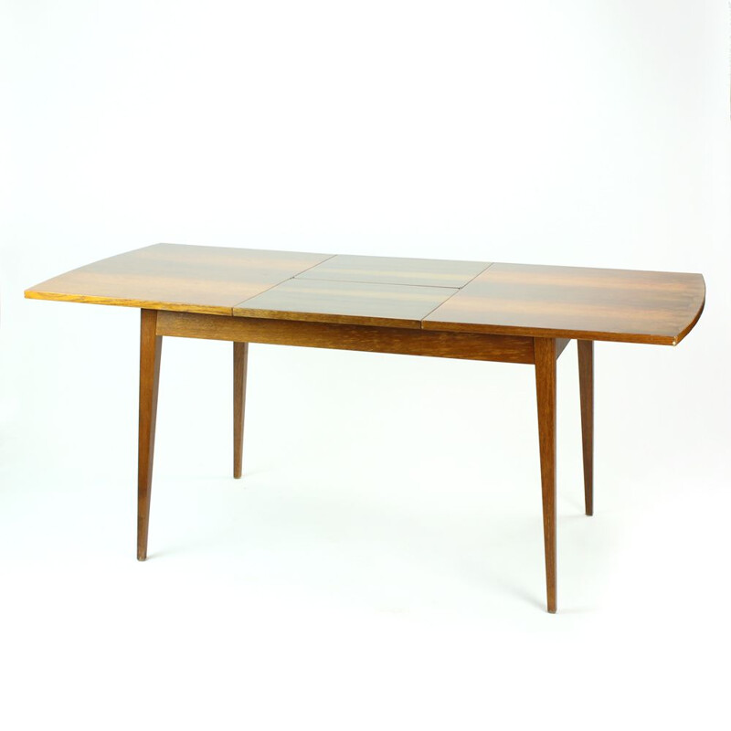 Vintage Dining Table foldout in Walnut Veneer for Jitona, Czechoslovakia 1970