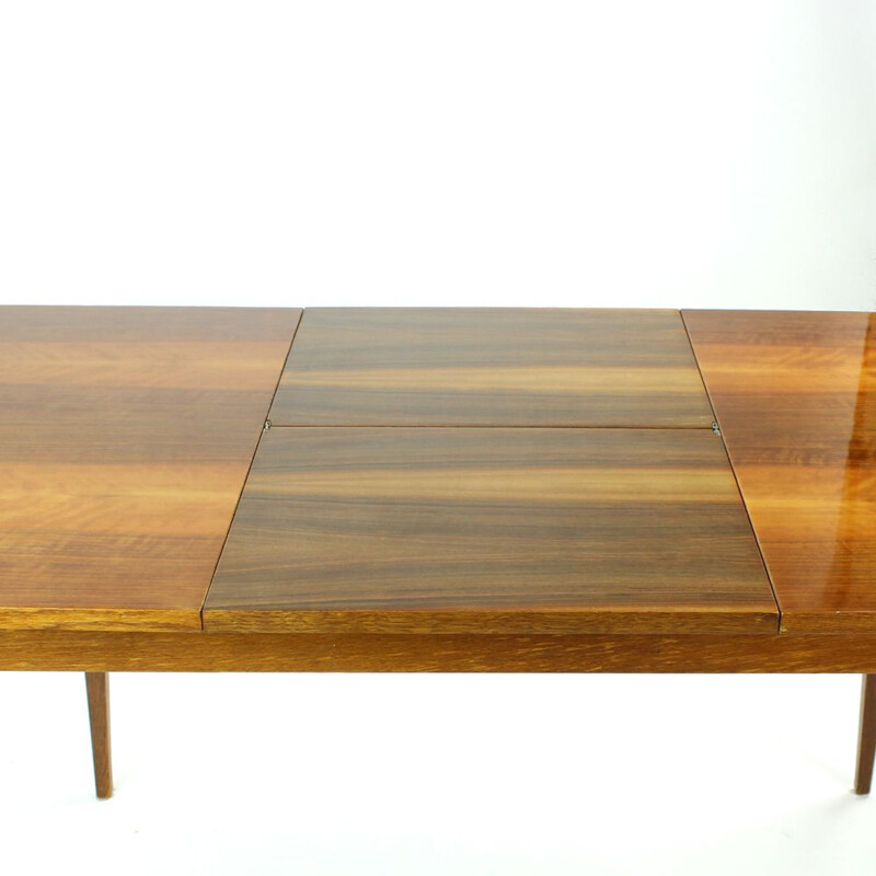 Vintage Dining Table foldout in Walnut Veneer for Jitona, Czechoslovakia 1970