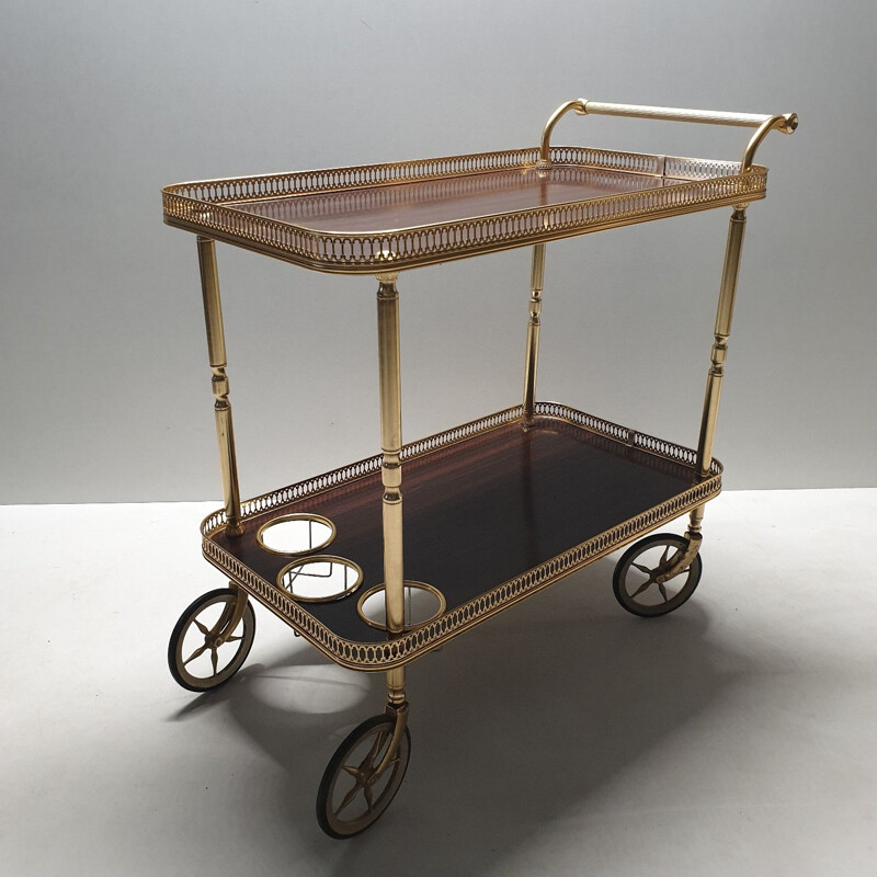 Vintage trolley in rosewood and brass 1960s