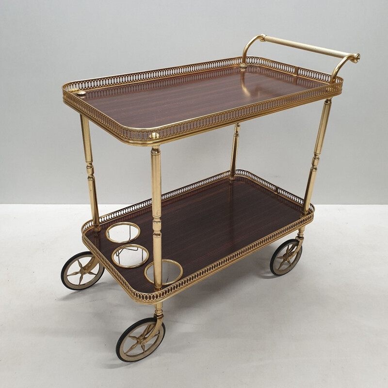 Vintage trolley in rosewood and brass 1960s