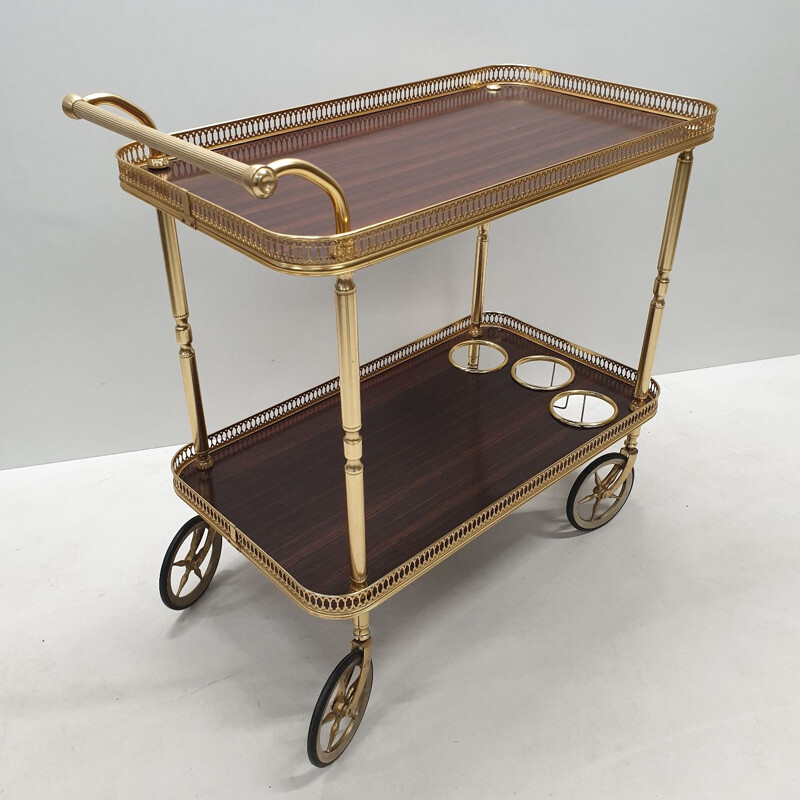 Vintage trolley in rosewood and brass 1960s