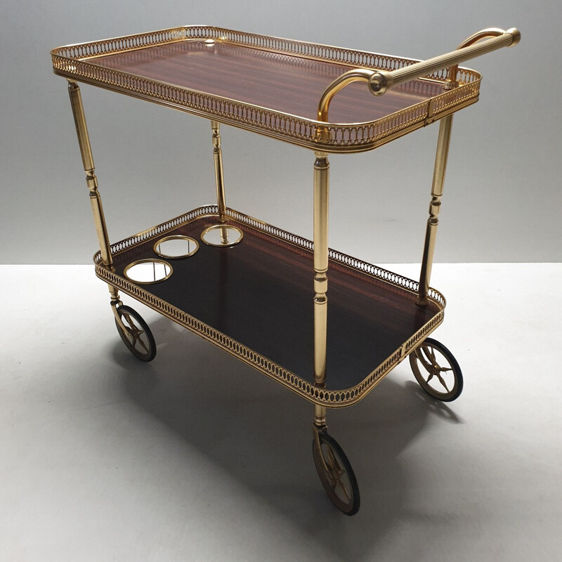 Vintage trolley in rosewood and brass 1960s