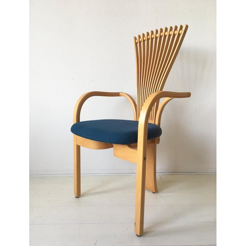 Set of 4 vintage chairs for Westnofa in wool and oakwood 1980
