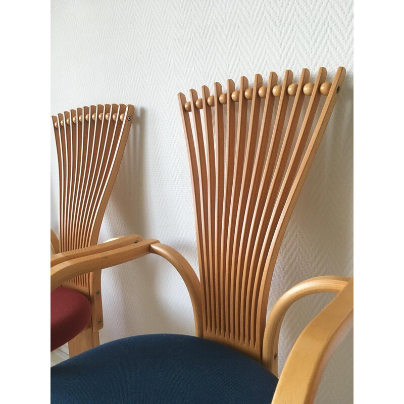 Set of 4 vintage chairs for Westnofa in wool and oakwood 1980