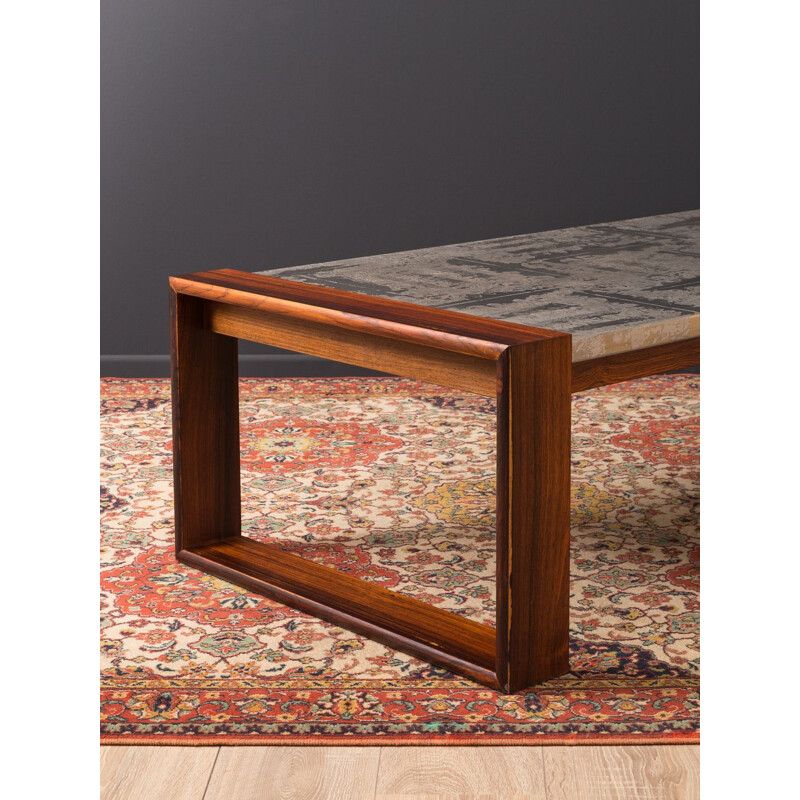 Vintage coffee table in rosewood and aluminium 1970s