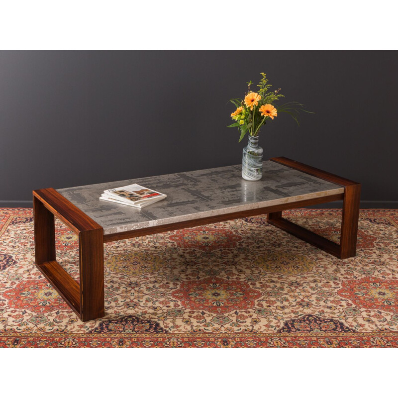 Vintage coffee table in rosewood and aluminium 1970s