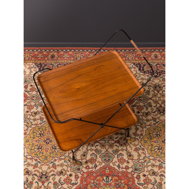 Vintage serving trolley in teak and metal 1950s