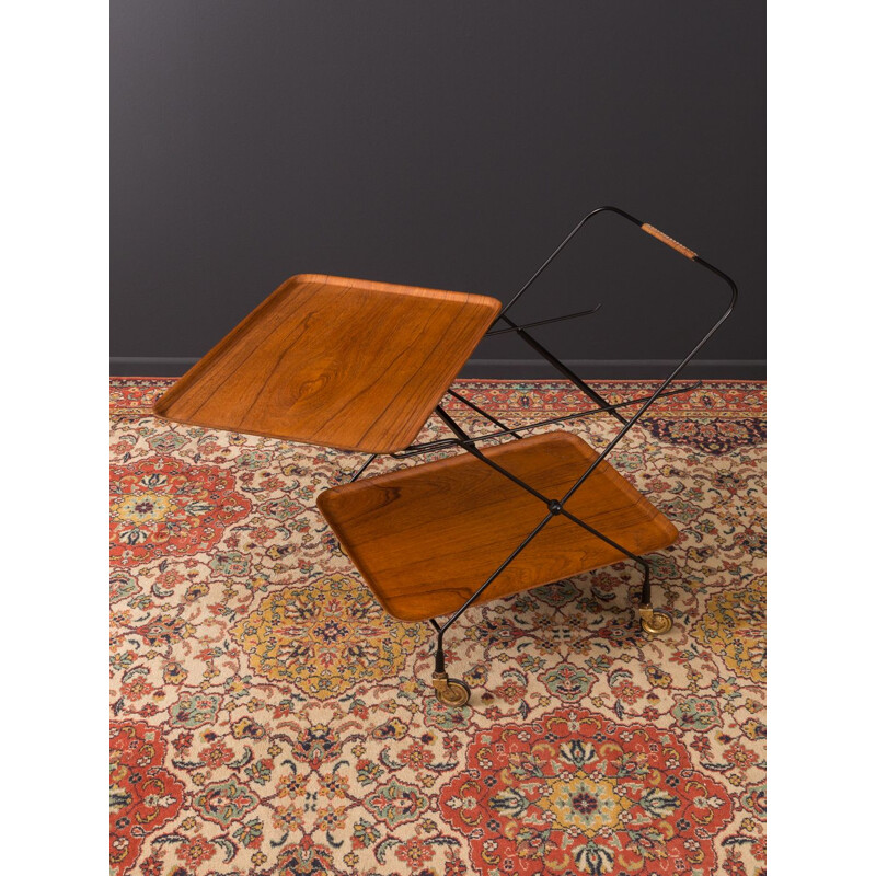 Vintage serving trolley in teak and metal 1950s