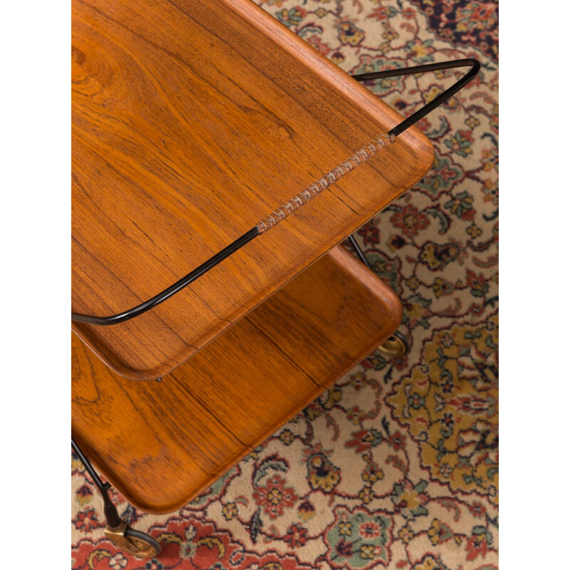 Vintage serving trolley in teak and metal 1950s