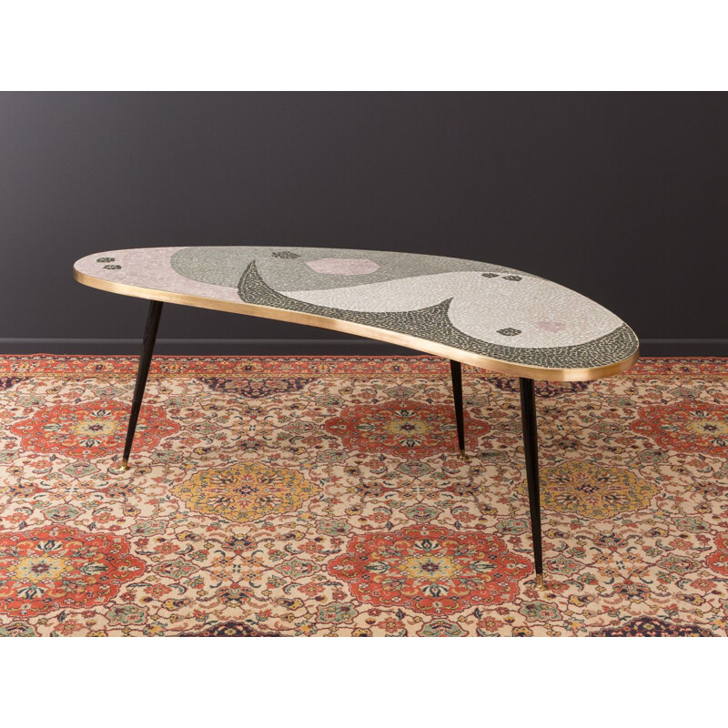 Vintage german coffee table in stone brass and mosaic 1950s