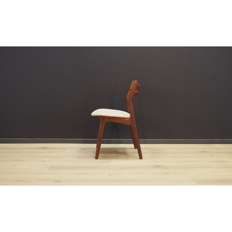 Ensemble de 2 chaises vintage danoises de Buck en tissu blanc et bois 1970