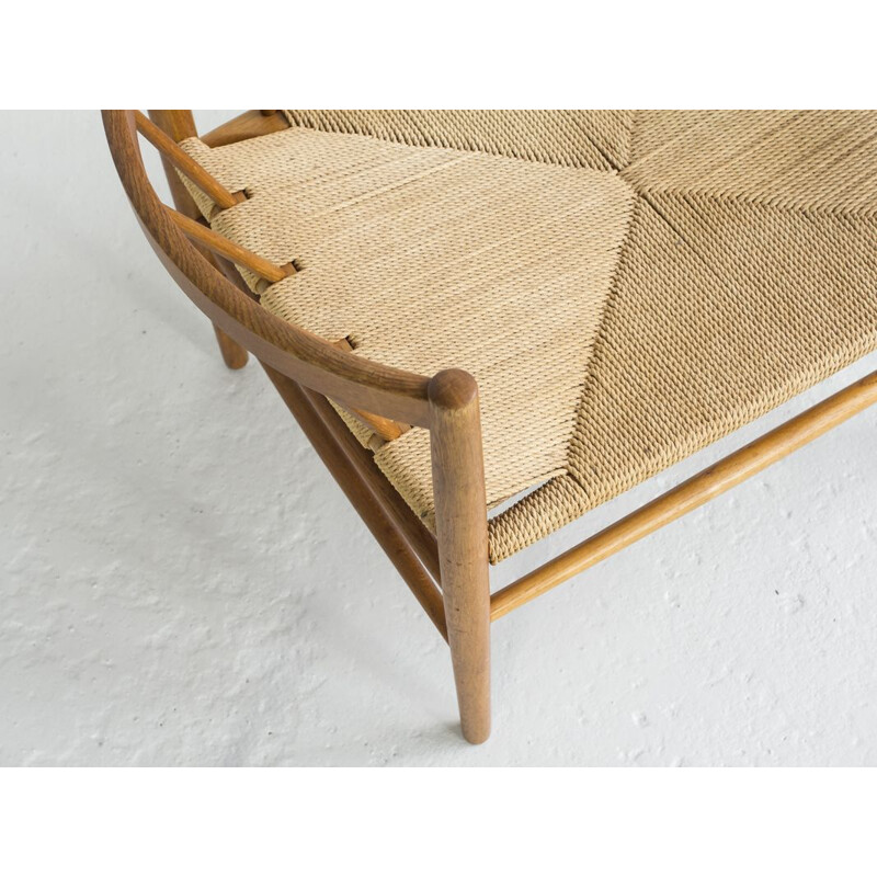 Vintage scandinavian Circle armchair for FDB in rope and oakwood 1960