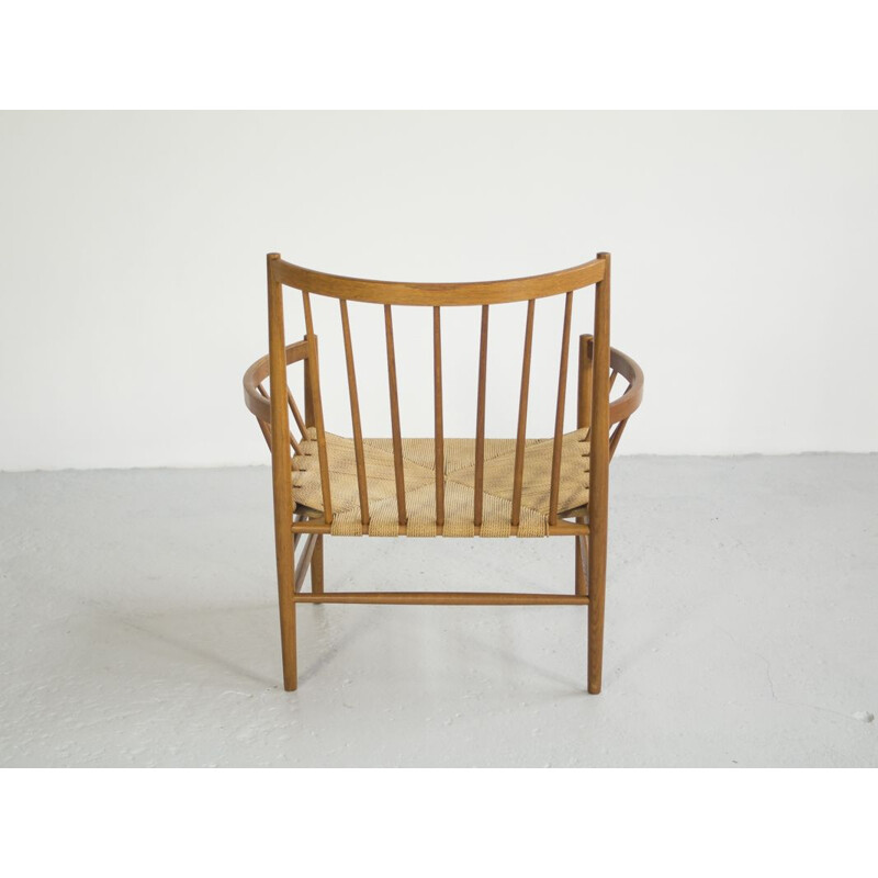 Vintage scandinavian Circle armchair for FDB in rope and oakwood 1960