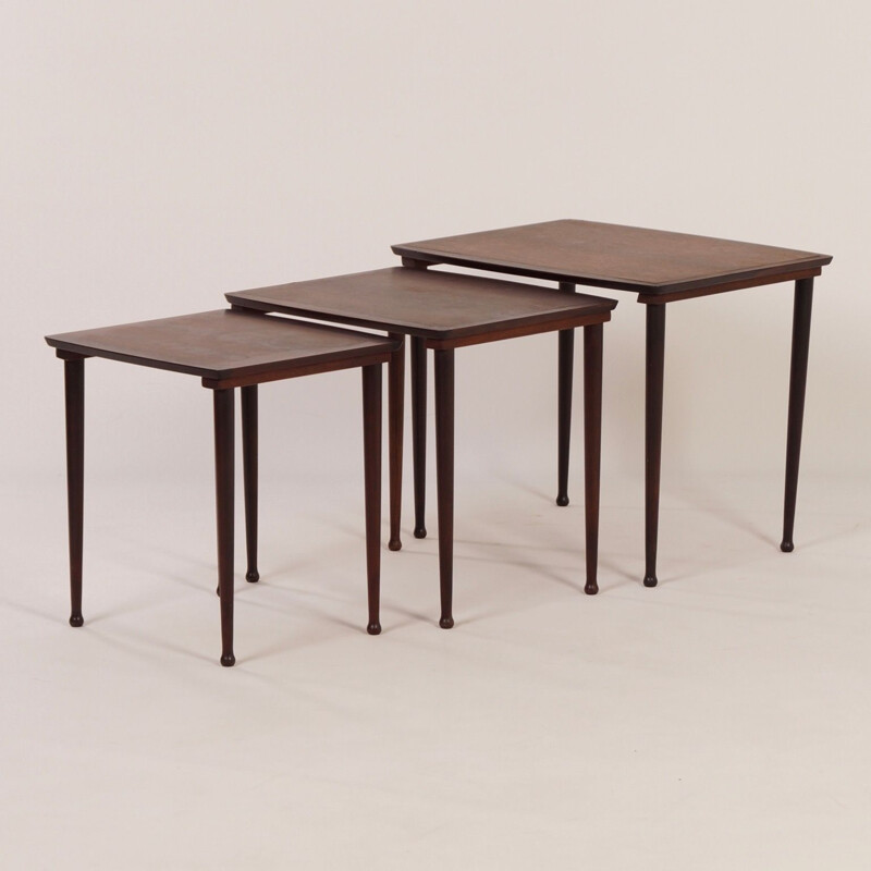 Vintage danish nesting tables for Møbelintarsia in rosewood 1950