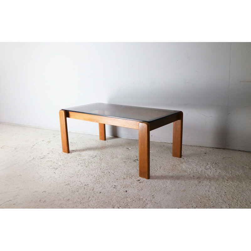 Vintage belgian coffee table in smoked glass 1970