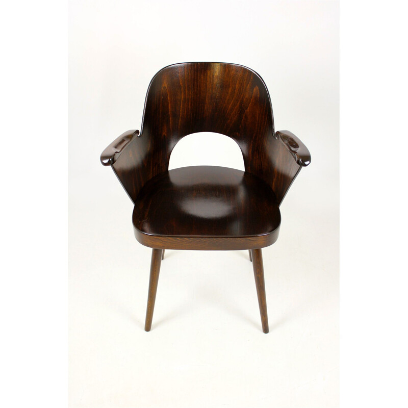 Vintage armchair for TON in beech and bentwood 1950
