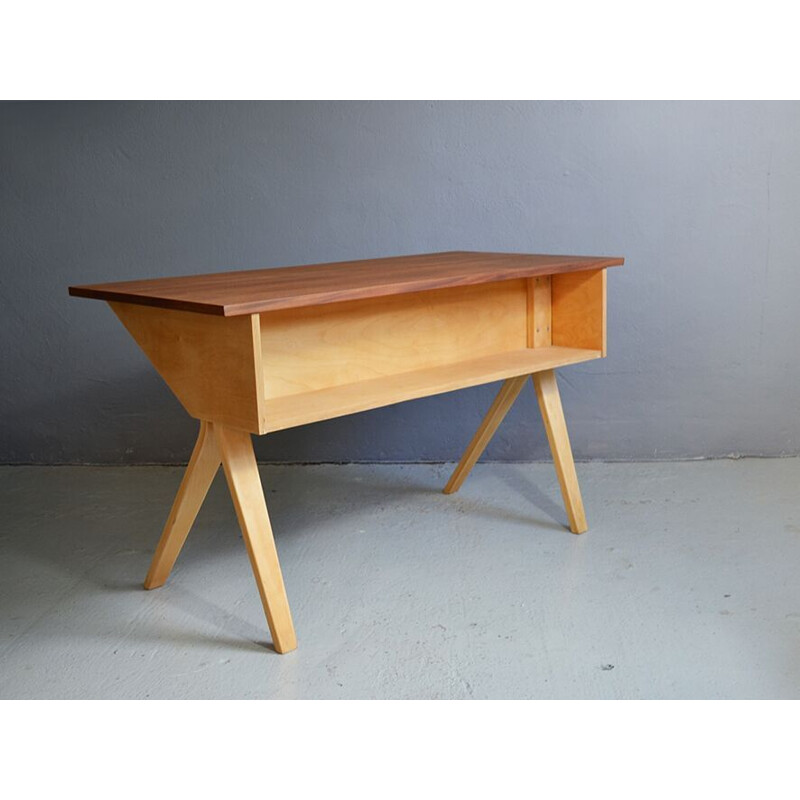 Vintage dutch EB 02 desk for Pastoe in teak and plywood 1950