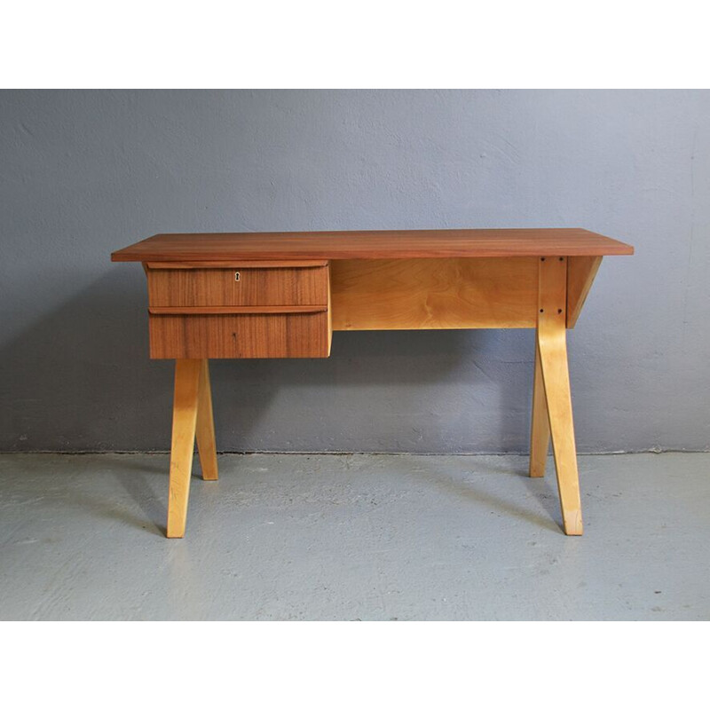 Vintage dutch EB 02 desk for Pastoe in teak and plywood 1950