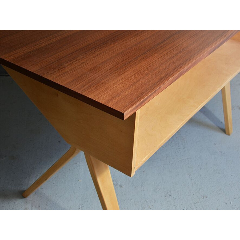 Vintage dutch EB 02 desk for Pastoe in teak and plywood 1950