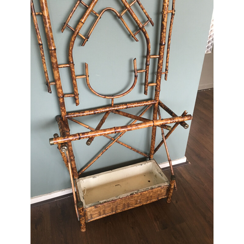 Vintage tiger bamboo and laiton coat rack from the 40's