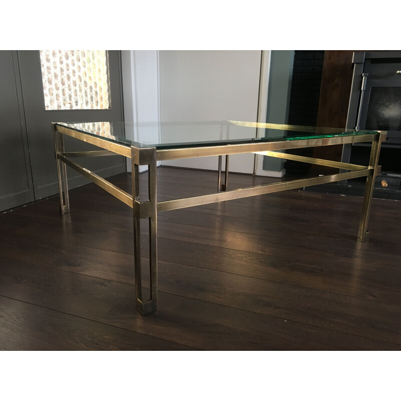 Vintage brass coffee table by Ghyczy, 1980