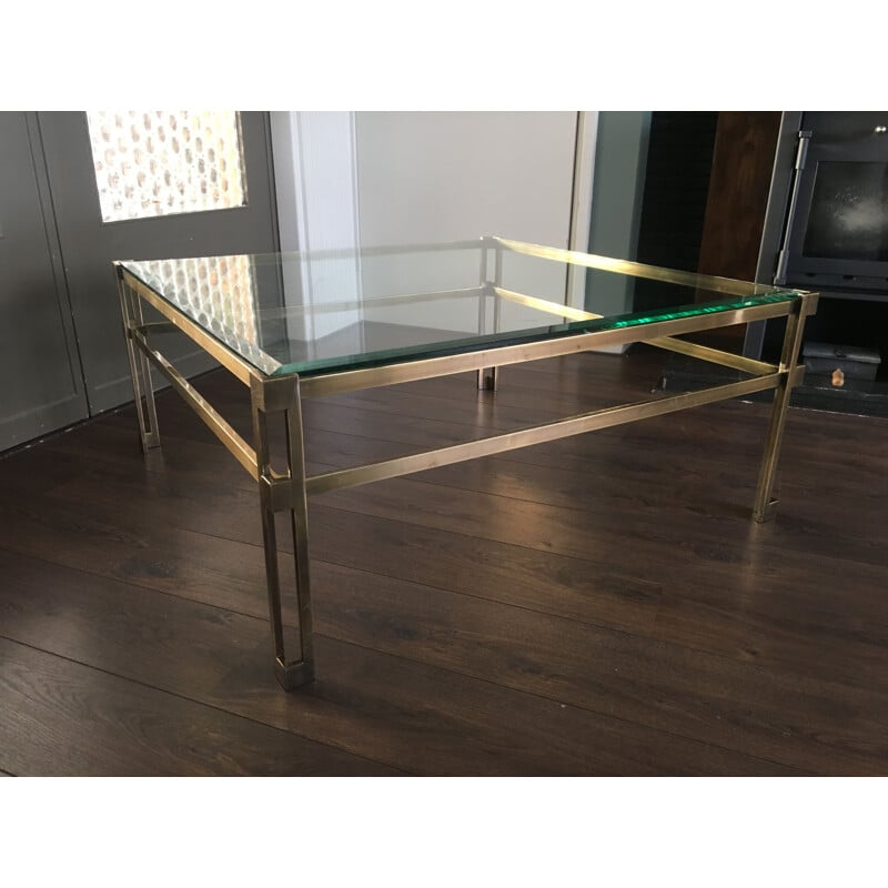 Vintage brass coffee table by Ghyczy, 1980