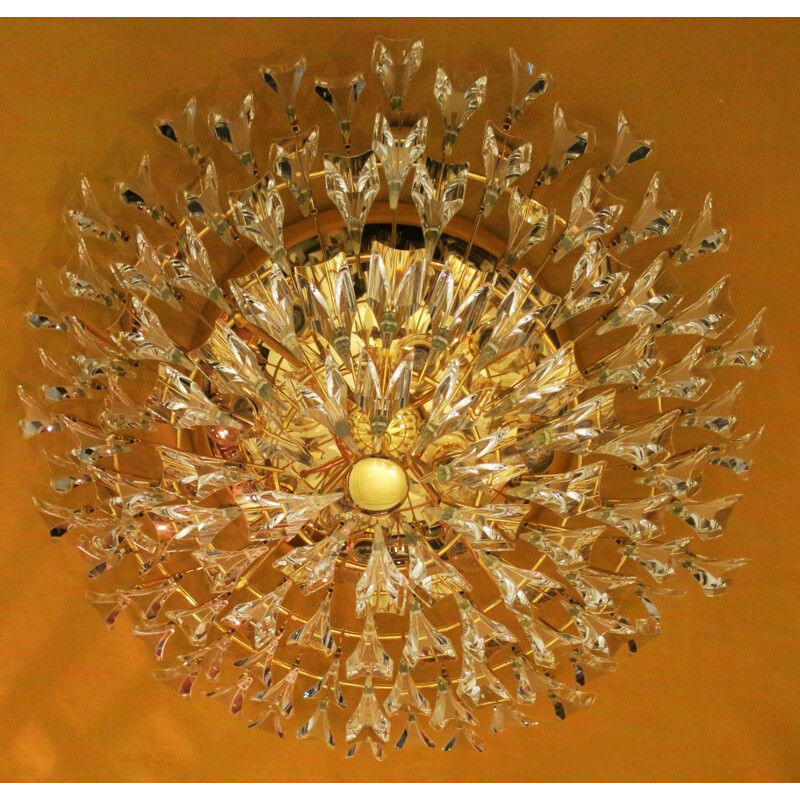 Italian vintage Flush Mount chandelier in gilded brass from Stilkronen, 1970