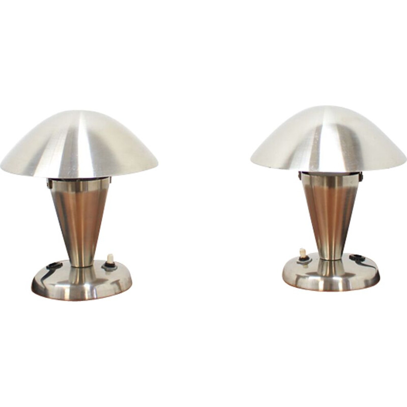 Pair of vintage Bauhaus lamps in chrome 1930