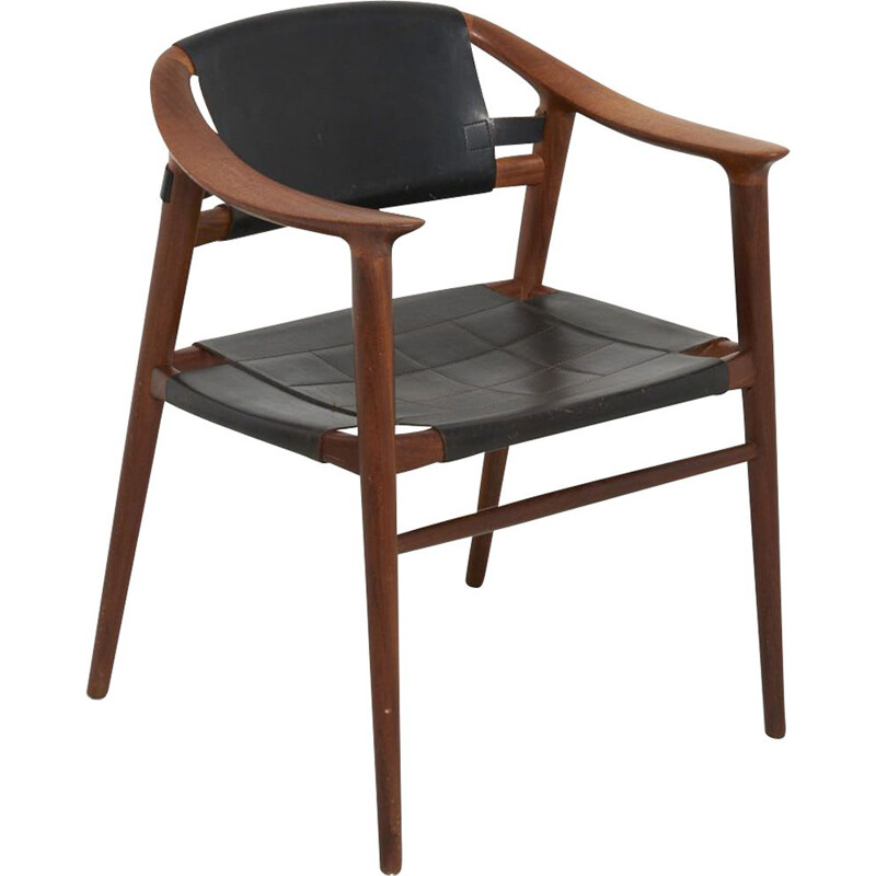 Bambi chair in black leather by Rastad & Relling