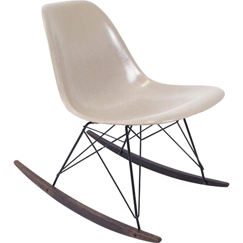 Rocking chair beige par Eames pour Herman Miller
