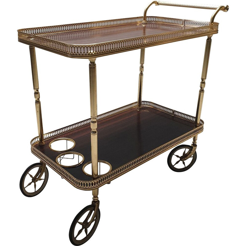 Vintage trolley in rosewood and brass 1960s