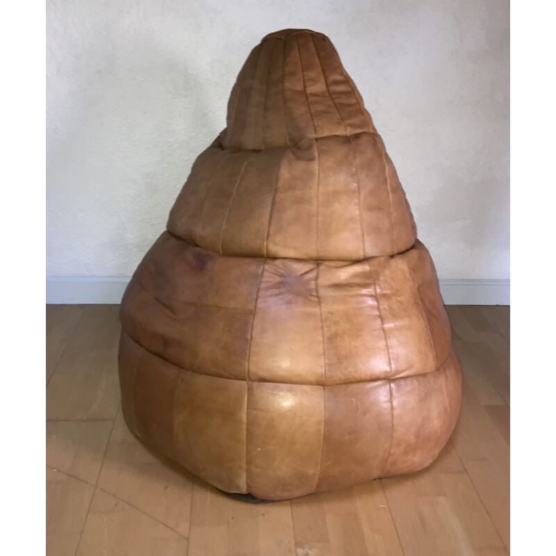 Pouf poire vintage en cuir par De Sede,1970