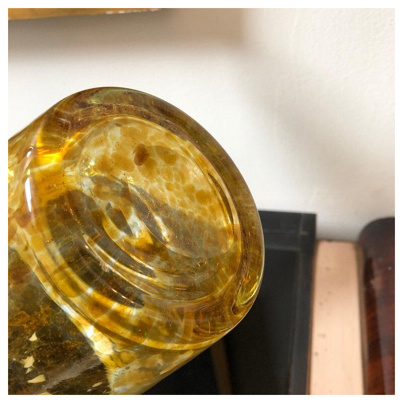 Sceau de glace vintage jaune Venini verre de Murano blanc en verre de Murano,1980