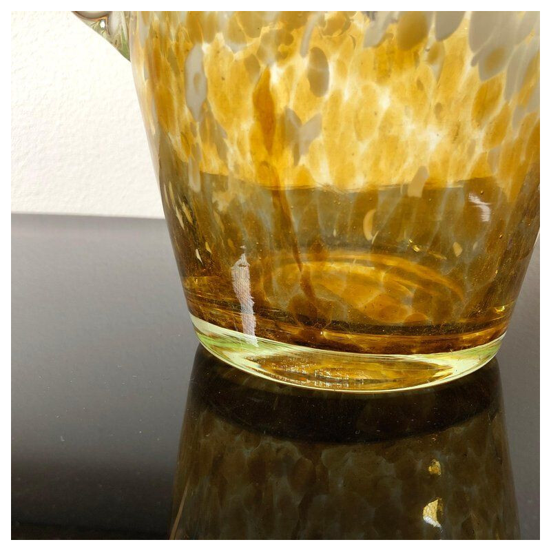 Sceau de glace vintage jaune Venini verre de Murano blanc en verre de Murano,1980