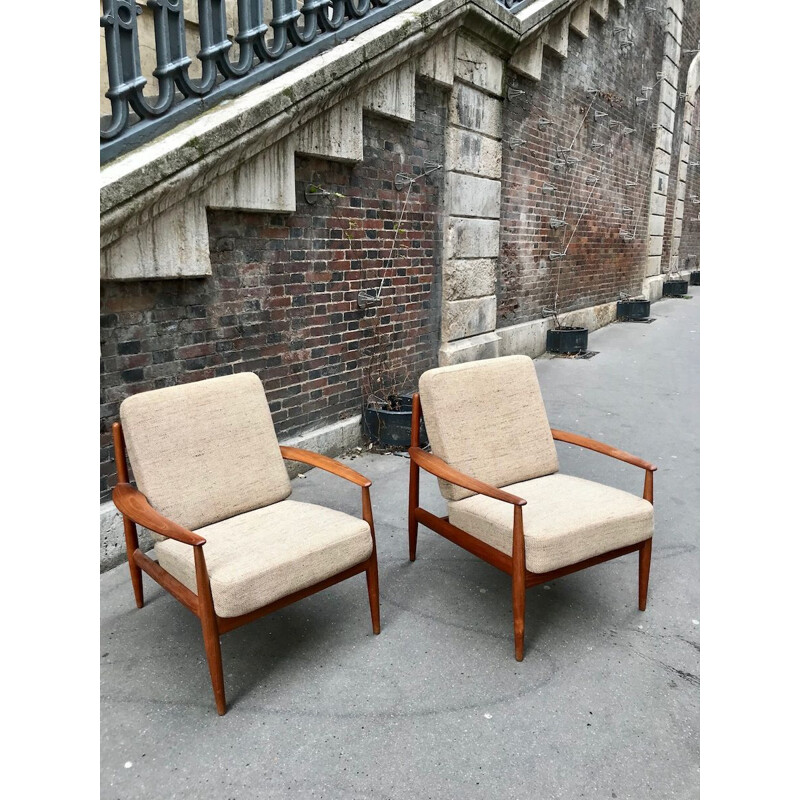 2 vintage armchairs by Grete Jalk for France&Son, Denmark, 1960