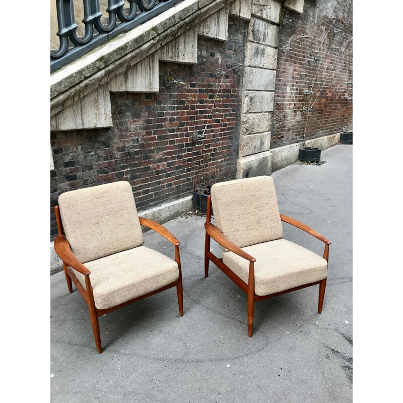 2 vintage armchairs by Grete Jalk for France&Son, Denmark, 1960