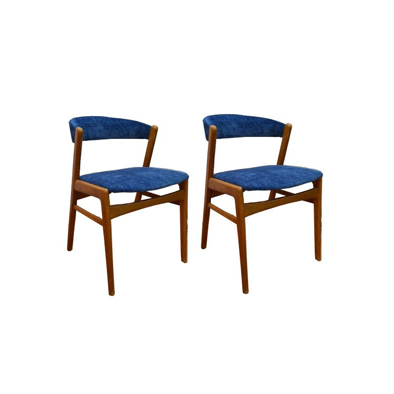 2 blue Scandinavian chairs, Kai KRISTIANSEN - 1960s