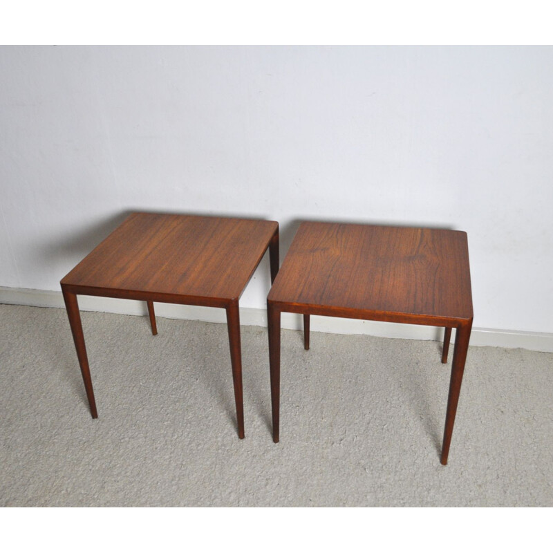 Set of 2 vintage Side Tables in teak Severin Hansen by Haslev Møbelsnedkeri in Denmark 1950s