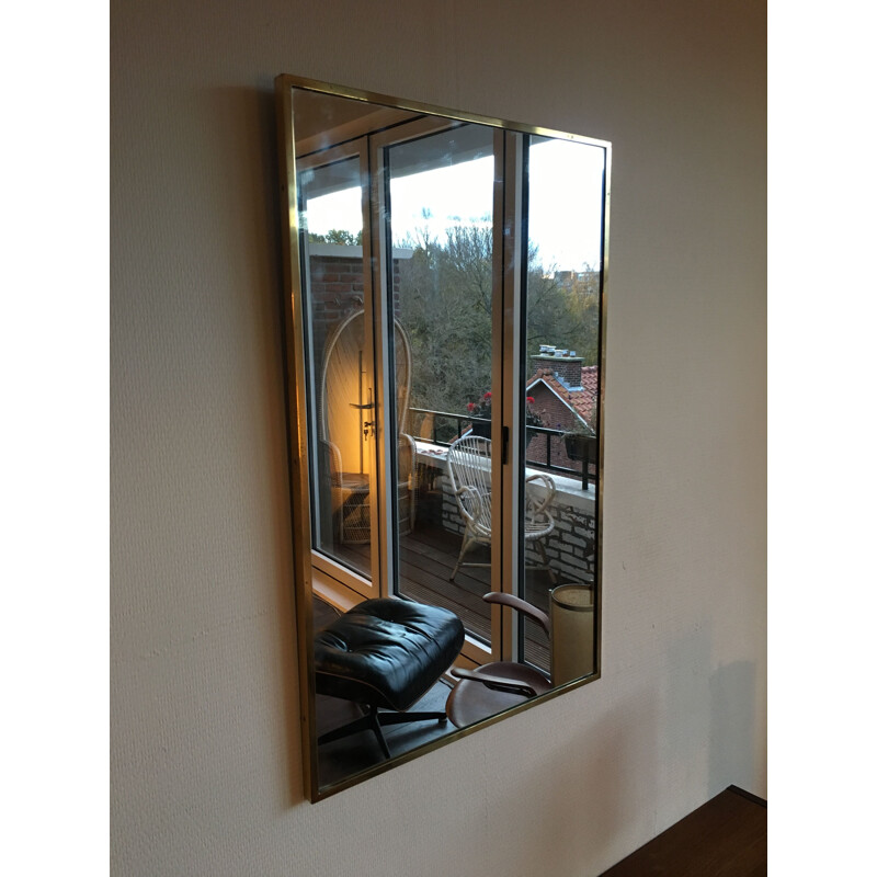 Vintage rectangular Brass Mirror,1960