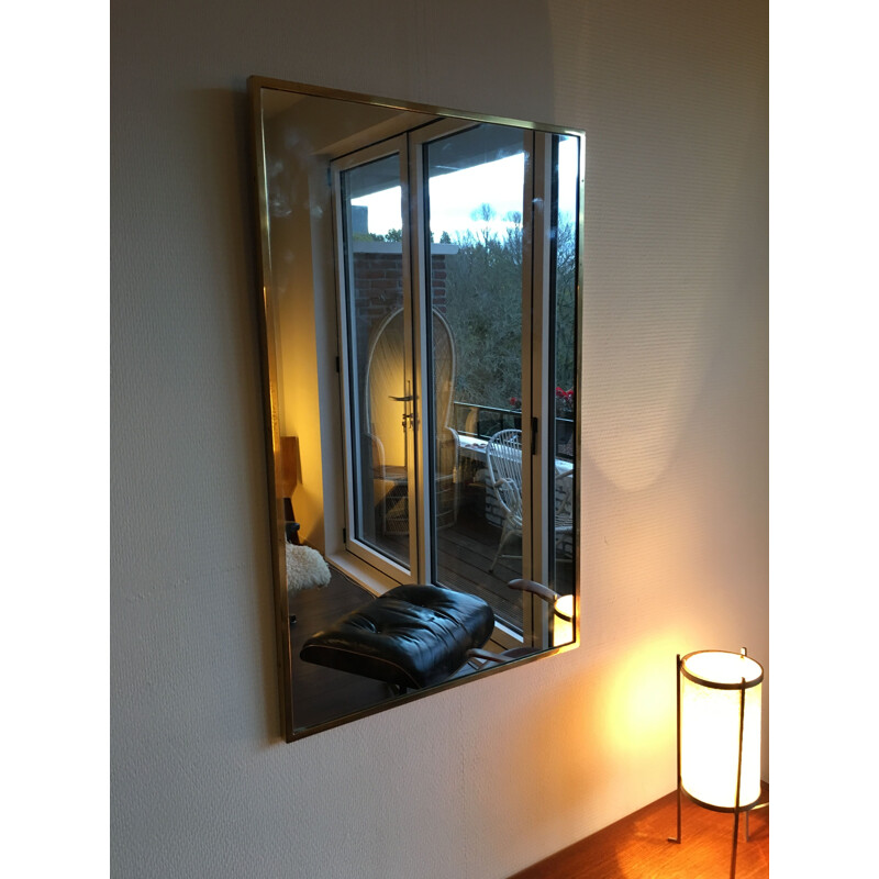 Vintage rectangular Brass Mirror,1960