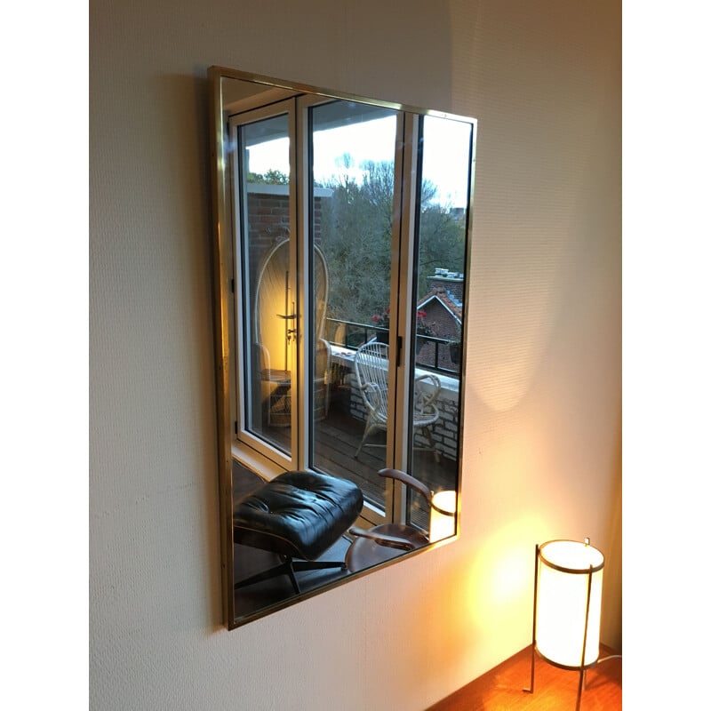 Vintage rectangular Brass Mirror,1960