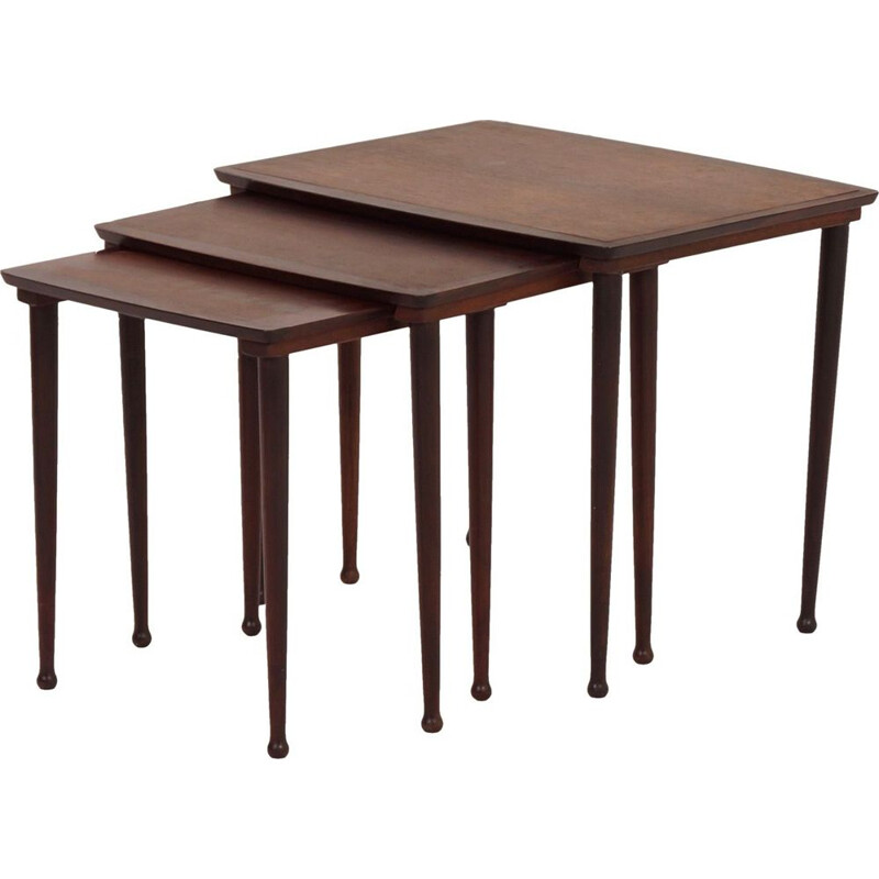 Vintage danish nesting tables for Møbelintarsia in rosewood 1950