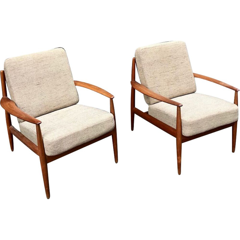 2 vintage armchairs by Grete Jalk for France&Son, Denmark, 1960