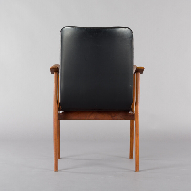 Dutch Black Leather Chair by Louis van Teeffelen for WeBe, 1960s