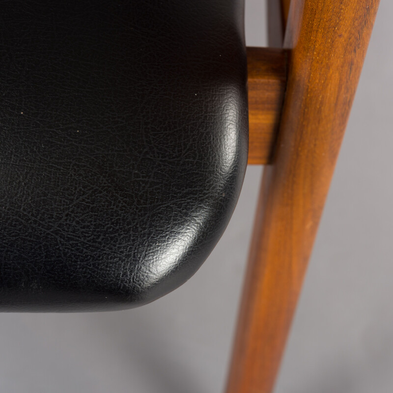 Dutch Black Leather Chair by Louis van Teeffelen for WeBe, 1960s